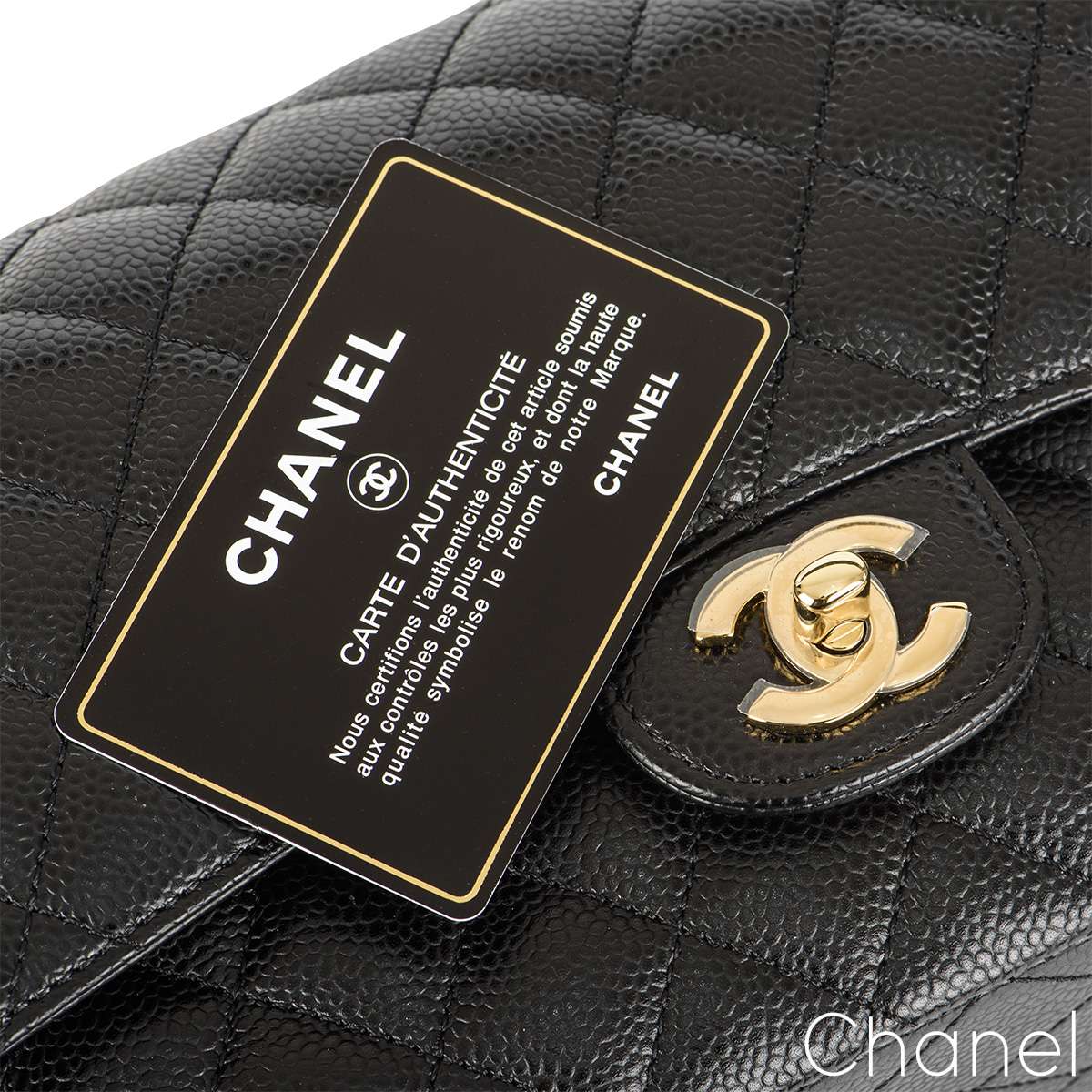 Chanel Black Quilted Caviar Small Classic Double Flap Bag